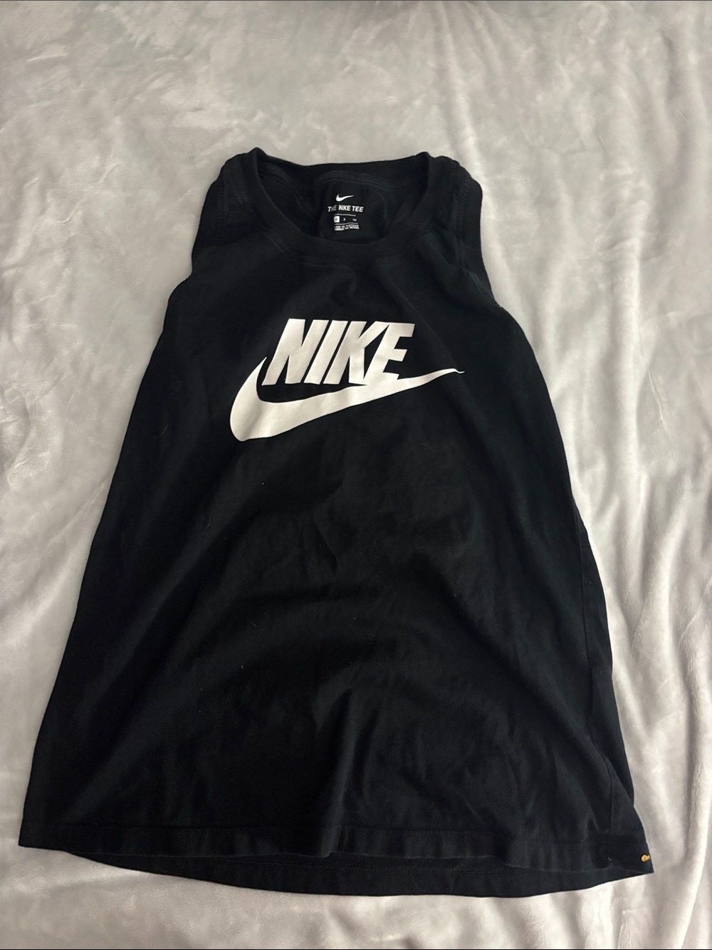Nike Kids Black Tank Top with White Swoosh Logo